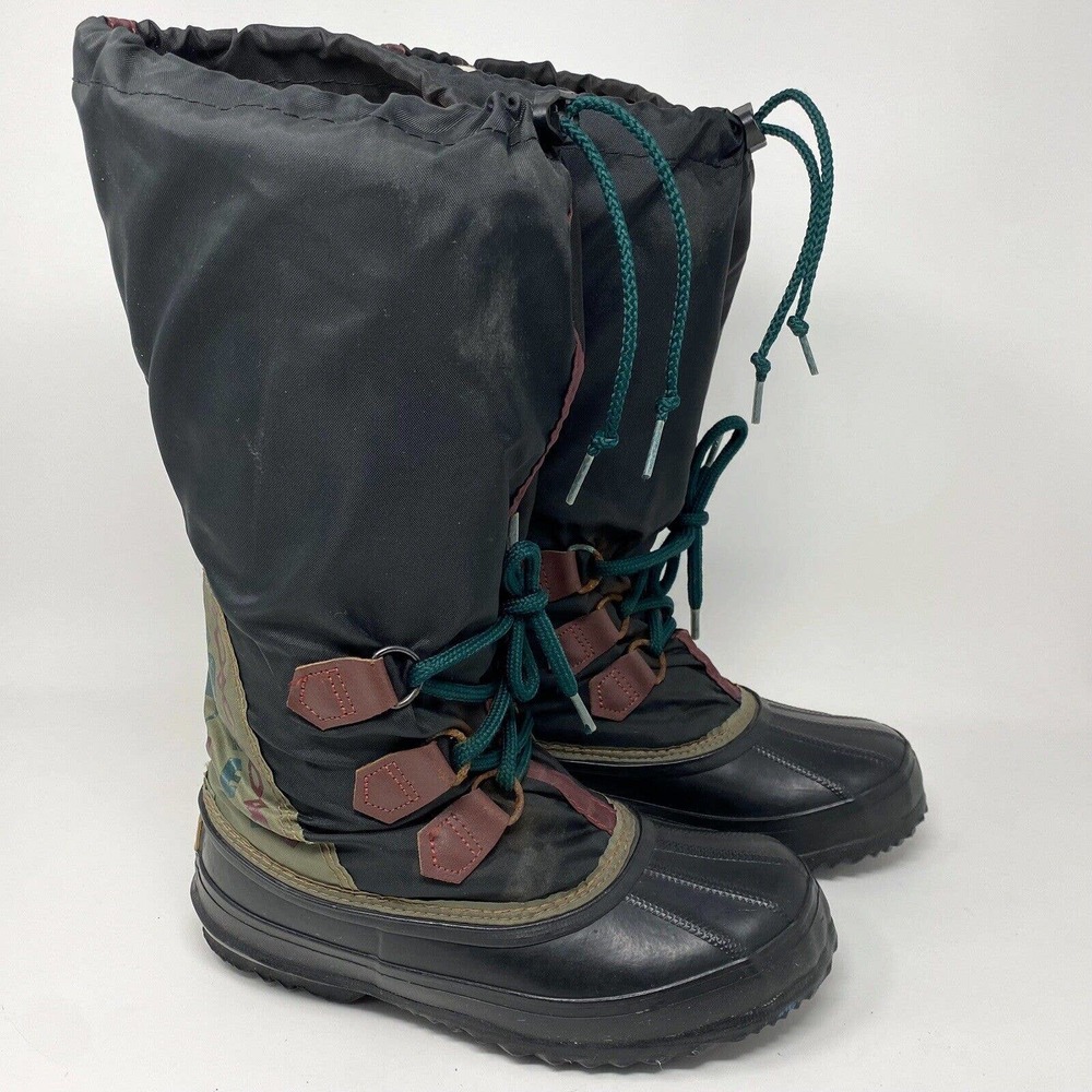 Vintage 90s Sorel Freestyle Snow Boots Made in Canada Black Sz 6
